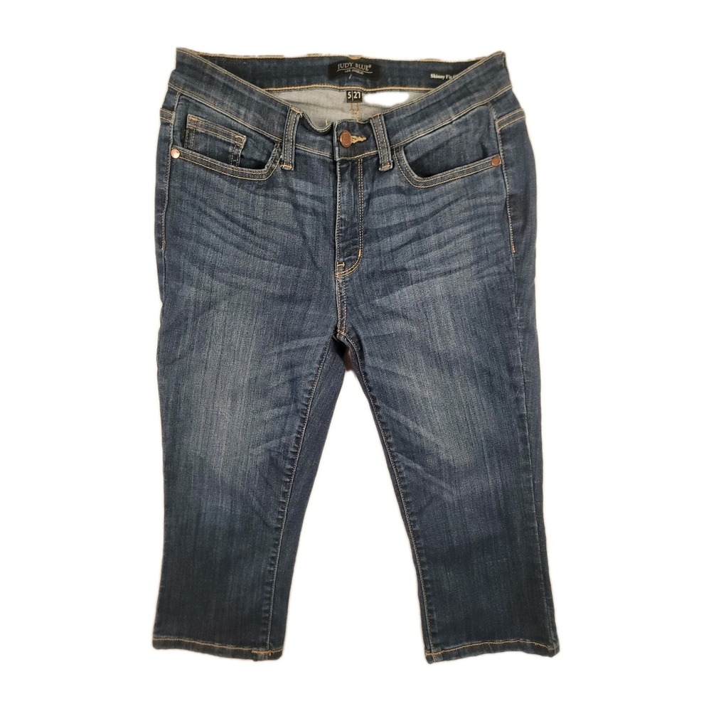 Judy Blue Skinny Fit Capri Jeans Women's 5/27 Medium Dark Wash High Stretch